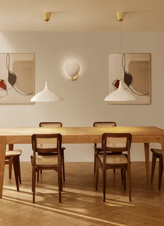 1965 Pendant by GUBI in Classic White Semi Matt, Brass, No, EU – interior photo 3 of 5