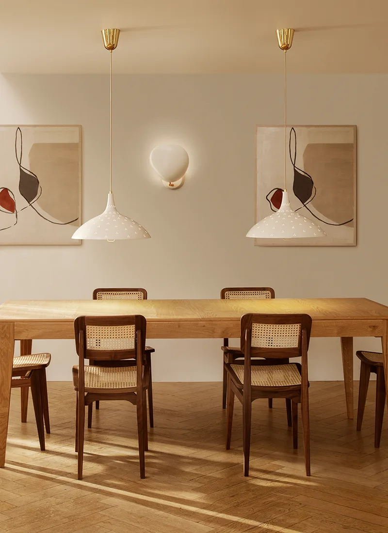 1965 Pendant by GUBI in Classic White Semi Matt, Brass, No, EU – interior photo 3 of 5