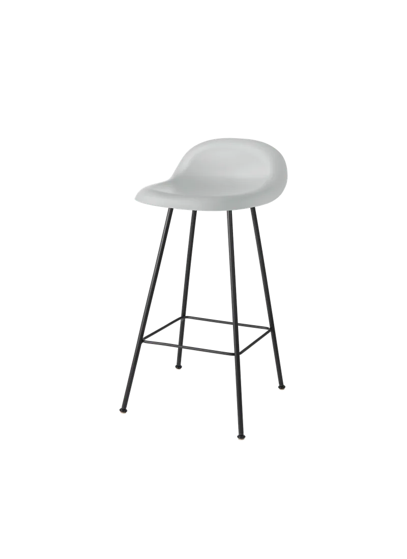 GUBI 3D Counter Stool, Un-Upholstered van GUBI in Lunar Gray, Center base, Matt Black – productfoto