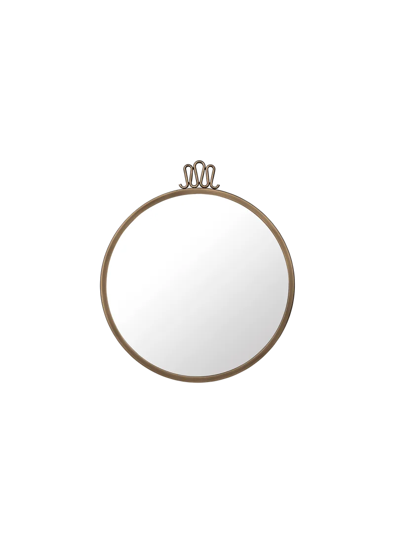 Randaccio Wall Mirror by GUBI in Ø42 cm, Antique Brass – product photo