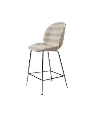 Beetle Counter Chair, 3D Veneer & Front Upholstered by GUBI in New Beige, Black Chrome, Kvadrat Sahco, Acca Stripe 0131 – product photo 4 of 4