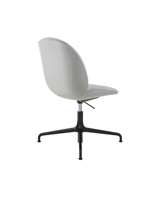 Beetle Meeting Chair, 3D Veneer & Front Upholstered by GUBI in Kvadrat Sahco, Acca Stripe 0731, Lunar Gray, Height adjustable 4-star base, Matt Black – product photo 2 of 5