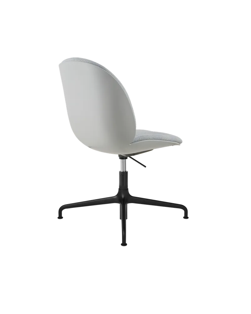 Beetle Meeting Chair, 3D Veneer & Front Upholstered by GUBI in Kvadrat Sahco, Acca Stripe 0731, Lunar Gray, Height adjustable 4-star base, Matt Black – product photo 2 of 5