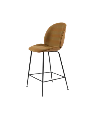 Beetle Counter Chair, 3D Veneer & Front Upholstered von GUBI in Amber Brown, Matt Black, Kvadrat Sahco, Acca Stripe 0331 – Produktfoto 4 von 4