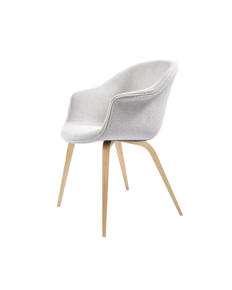 Bat Dining Chair, Fully Upholstered by GUBI in Light Bouclé, GUBI (001, Standard), Wood base, Oak Semi Matt – product photo 1 of 4