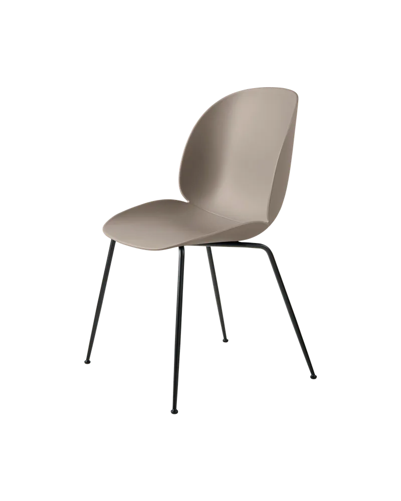 Beetle Dining Chair, Un-Upholstered von GUBI in New Beige, Conic base, Matt Black – Produktfoto 3 von 3
