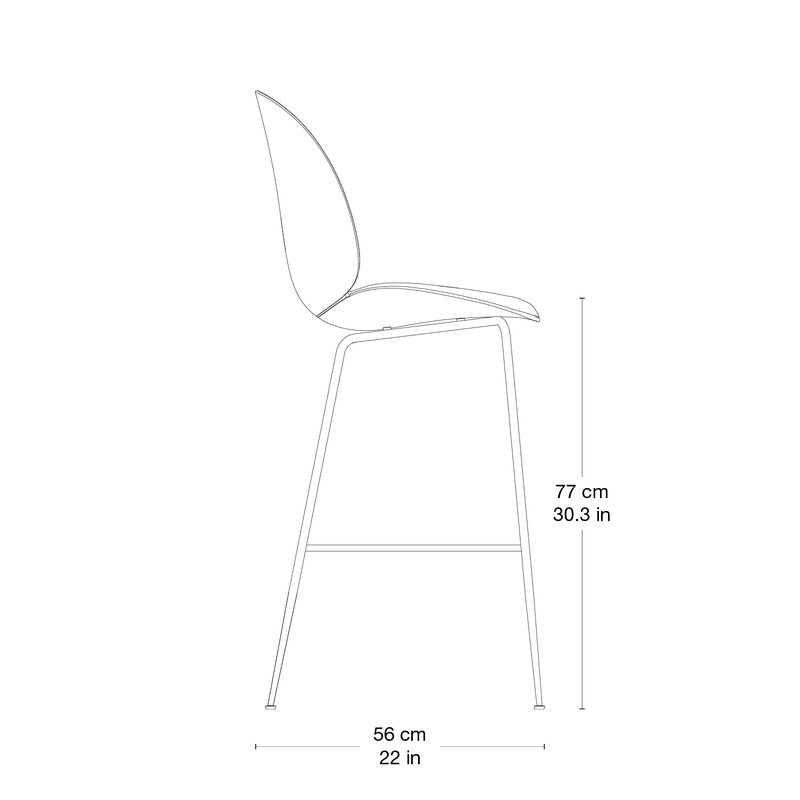 Beetle Bar Chair, Fully Upholstered von GUBI in Remix 3, Kvadrat (123, Standard), Black Chrome, Conic base – Produktfoto 3 von 4