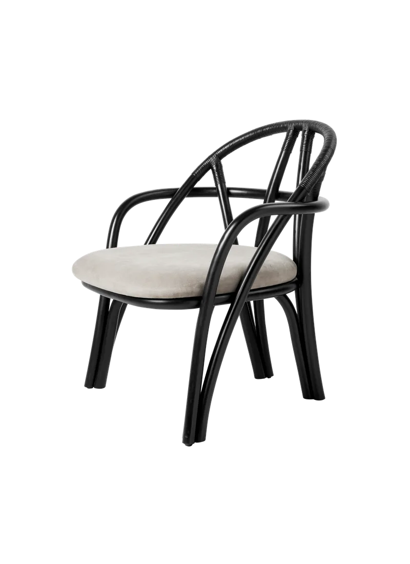 Bistra Lounge Chair von GUBI in Fustagno, GUBI (001, Standard), Ebony Painted Rattan – Produktfoto 6 von 6