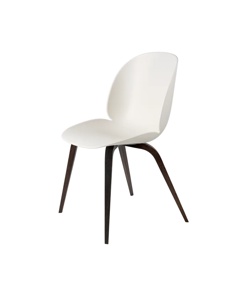 Beetle Dining Chair, Un-Upholstered by GUBI in Alabaster White, Wood base, Smoked Oak – product photo 3 of 3