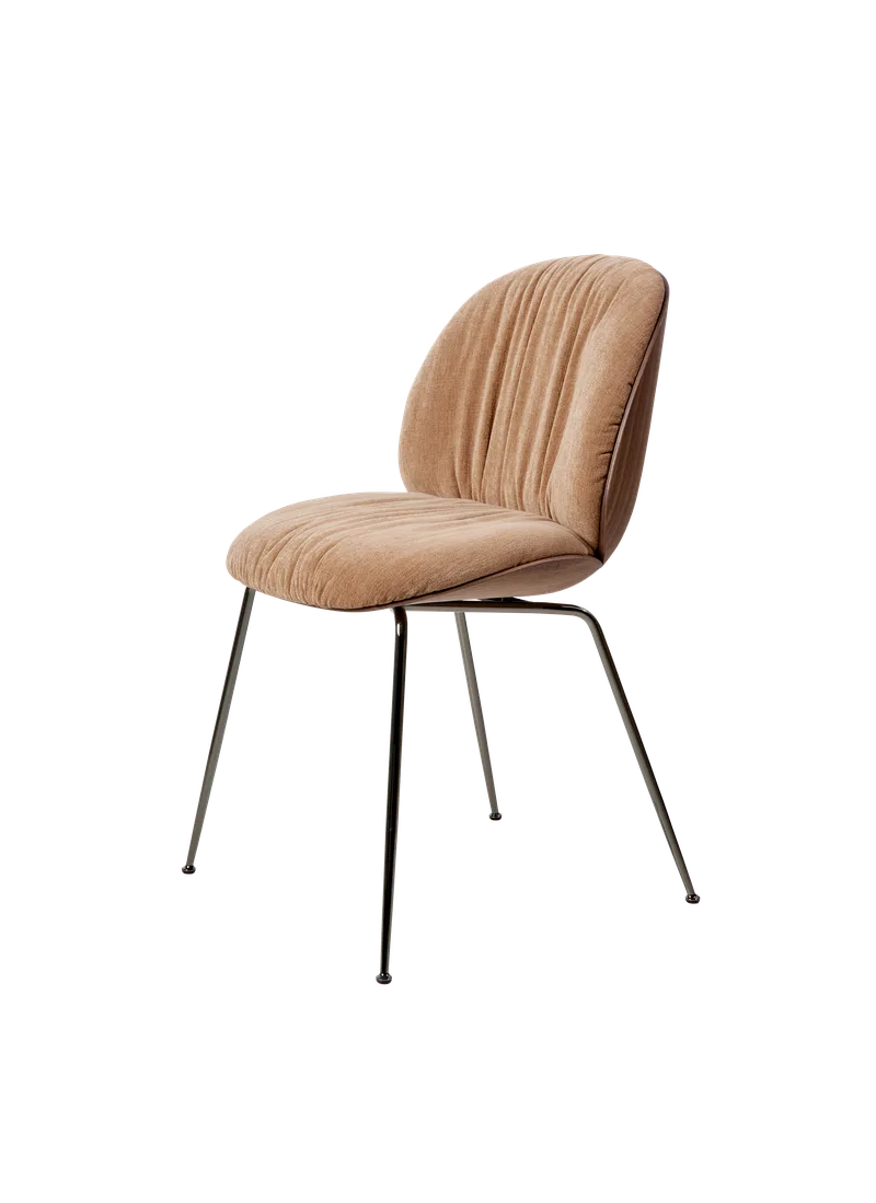 Beetle Soft Dining Chair, Front Upholstered by GUBI in Belsuede Special FR, Dedar (132, Standard), American Walnut Semi Matt Lacquered, Black Chrome – product photo 7 of 7