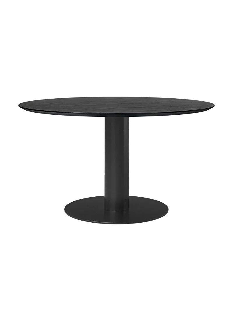 GUBI 2.0 Dining Table, Round by GUBI in Black Stained Ash Semi Matt Lacquered, Ø130 cm, Black base – product photo