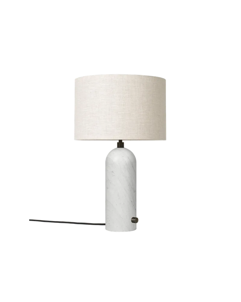 Gravity Table Lamp von GUBI in White Marble, Canvas, 49 cm, EU – Produktfoto