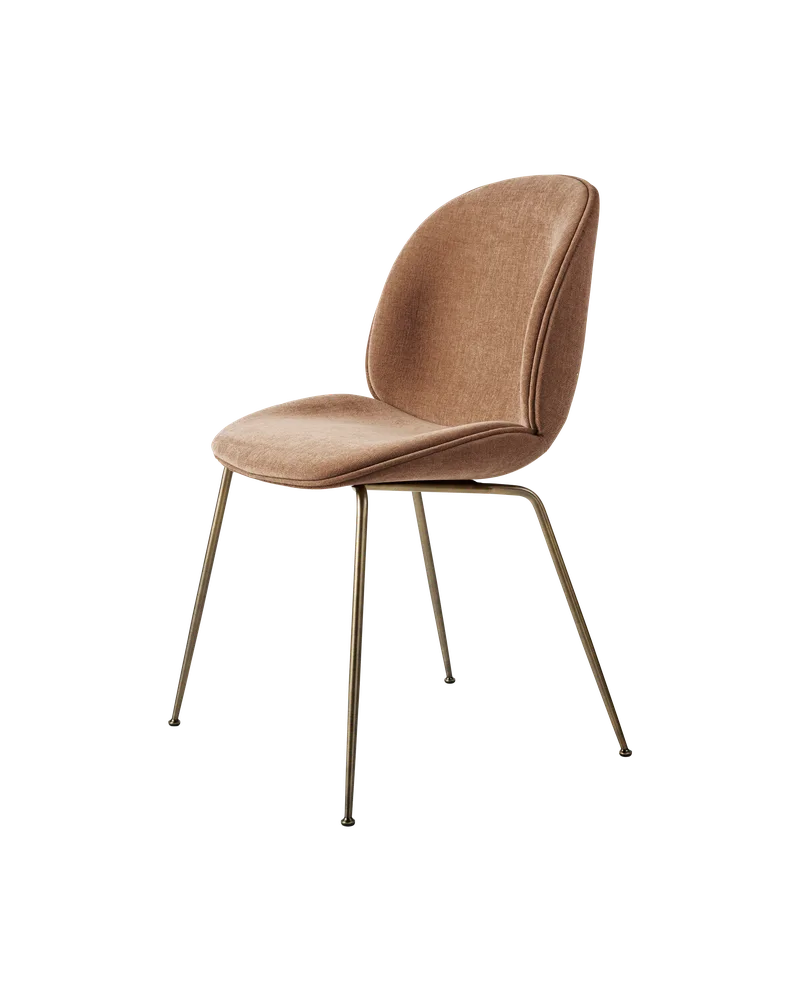 Beetle Dining Chair, Fully Upholstered von GUBI in Belsuede Special FR, Dedar (132, Standard), Conic base, Antique Brass – Produktfoto 3 von 3