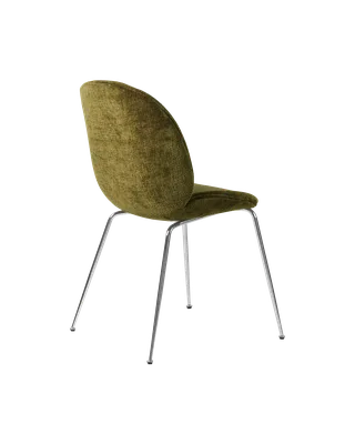 Beetle Dining Chair, Fully Upholstered van GUBI in Mumble, Glamour Group (40, Standard), Conic base, Chrome – productfoto 3 van 5
