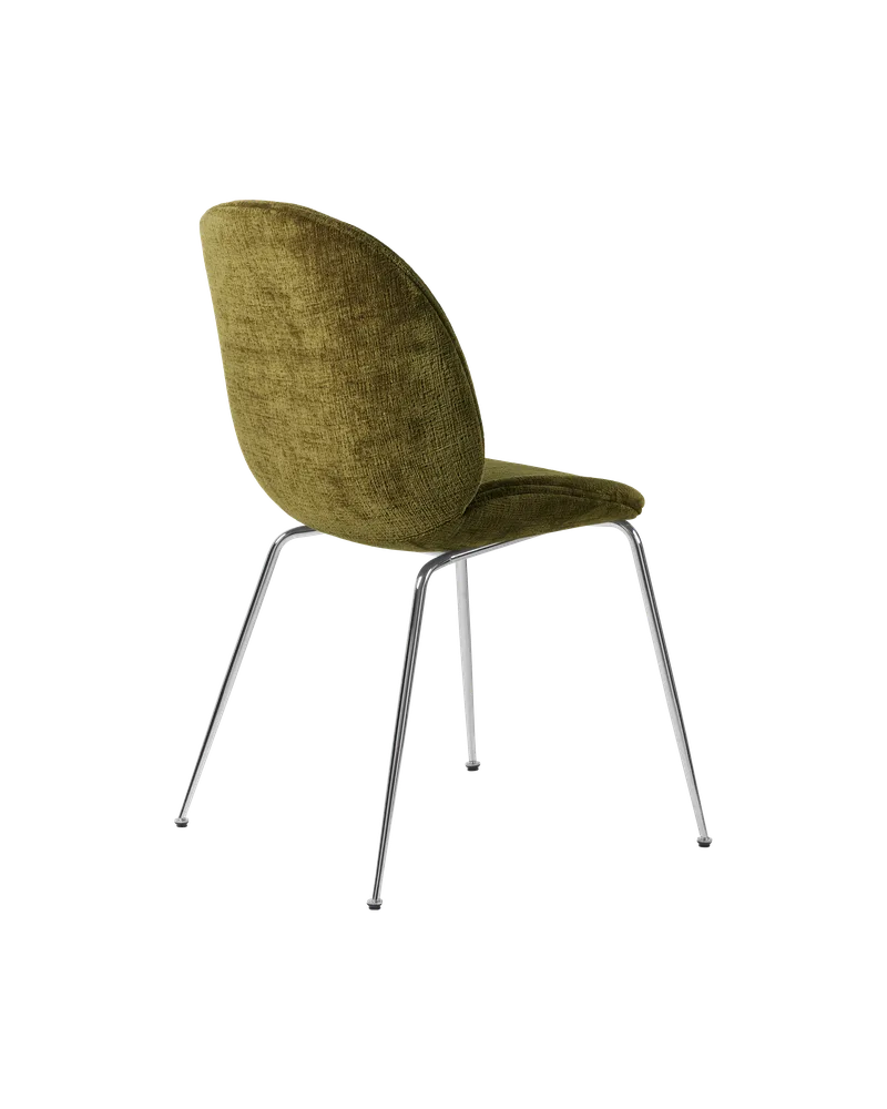 Beetle Dining Chair, Fully Upholstered van GUBI in Mumble, Glamour Group (40, Standard), Conic base, Chrome – productfoto 3 van 5