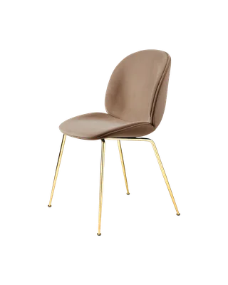 Beetle Dining Chair, Fully Upholstered von GUBI in Sunday, Dedar (034, Standard), Conic base, Brass Semi Matt – Produktfoto 5 von 5