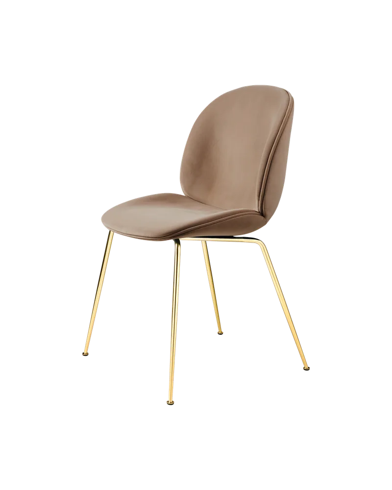 Beetle Dining Chair, Fully Upholstered von GUBI in Sunday, Dedar (034, Standard), Conic base, Brass Semi Matt – Produktfoto 5 von 5