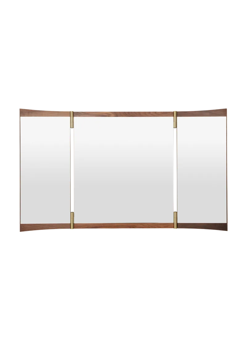Vanity Wall Mirror by GUBI in 3 Panels, Walnut Veneer – product photo