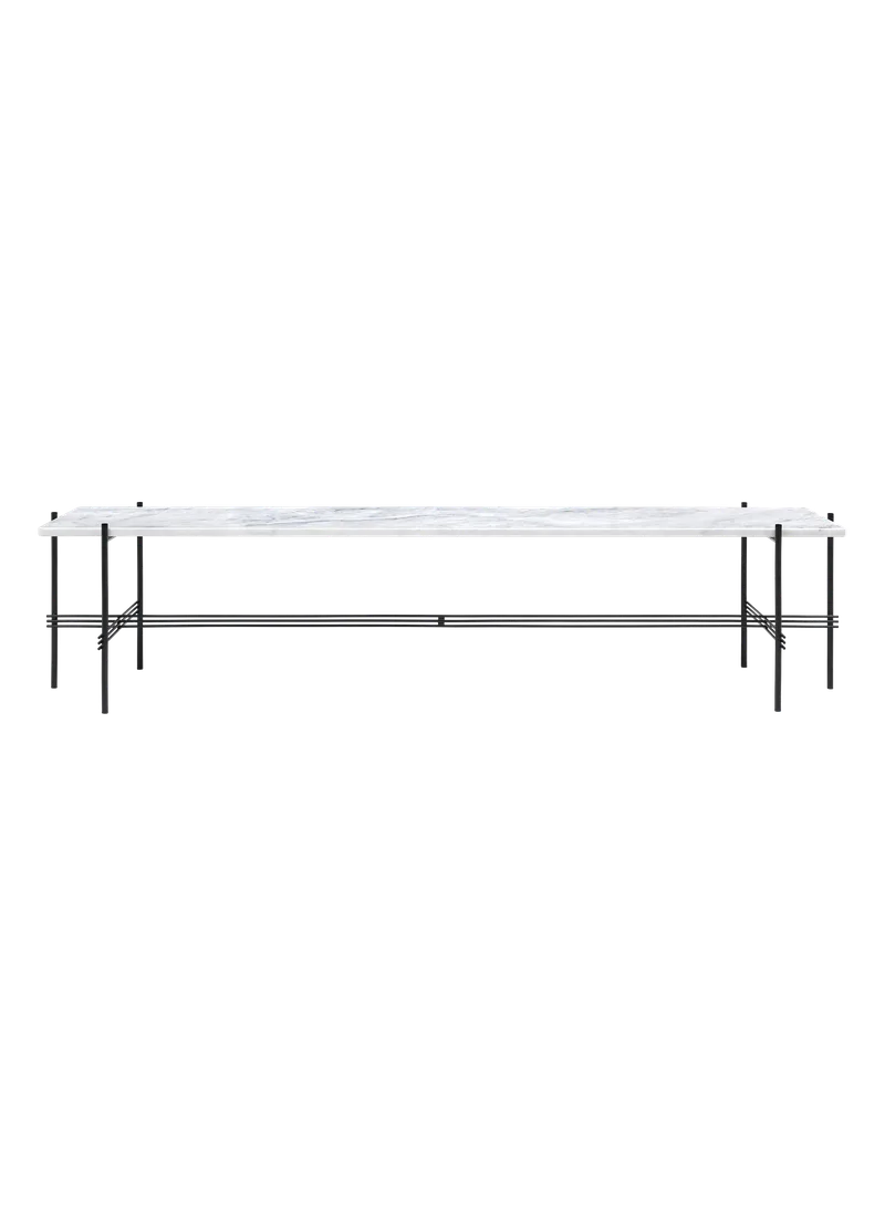 TS Console von GUBI in White Carrara Marble, Black base, 180 × 40 × 40 cm – Produktfoto