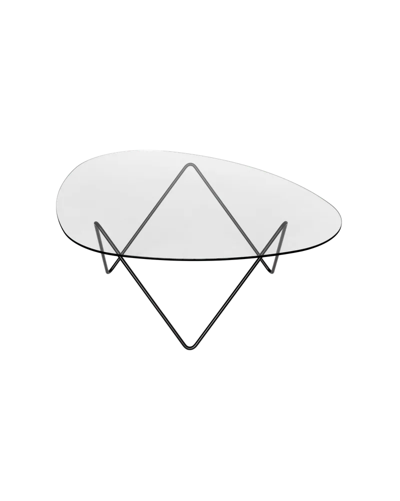 Pedrera Coffee Table by GUBI in Transparent Glass, Black Semi Matt – product photo