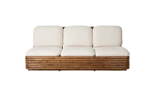 Bohemian 72 Sofa by GUBI in Lupo Special Diagonal Bouclé, Dedar (007, Standard), Rattan, 3 seater – product photo 3 of 6
