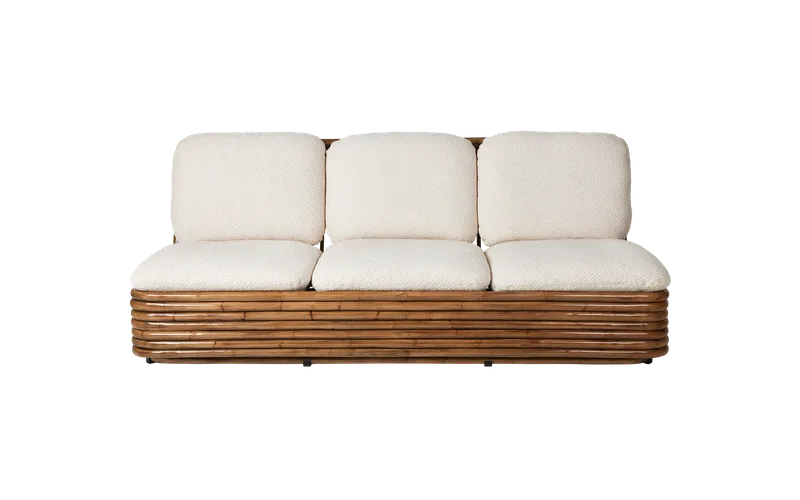 Bohemian 72 Sofa by GUBI in Lupo Special Diagonal Bouclé, Dedar (007, Standard), Rattan, 3 seater – product photo 3 of 6