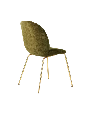 Beetle Dining Chair, Fully Upholstered van GUBI in Mumble, Glamour Group (40, Standard), Conic base, Brass Semi Matt – productfoto 4 van 5