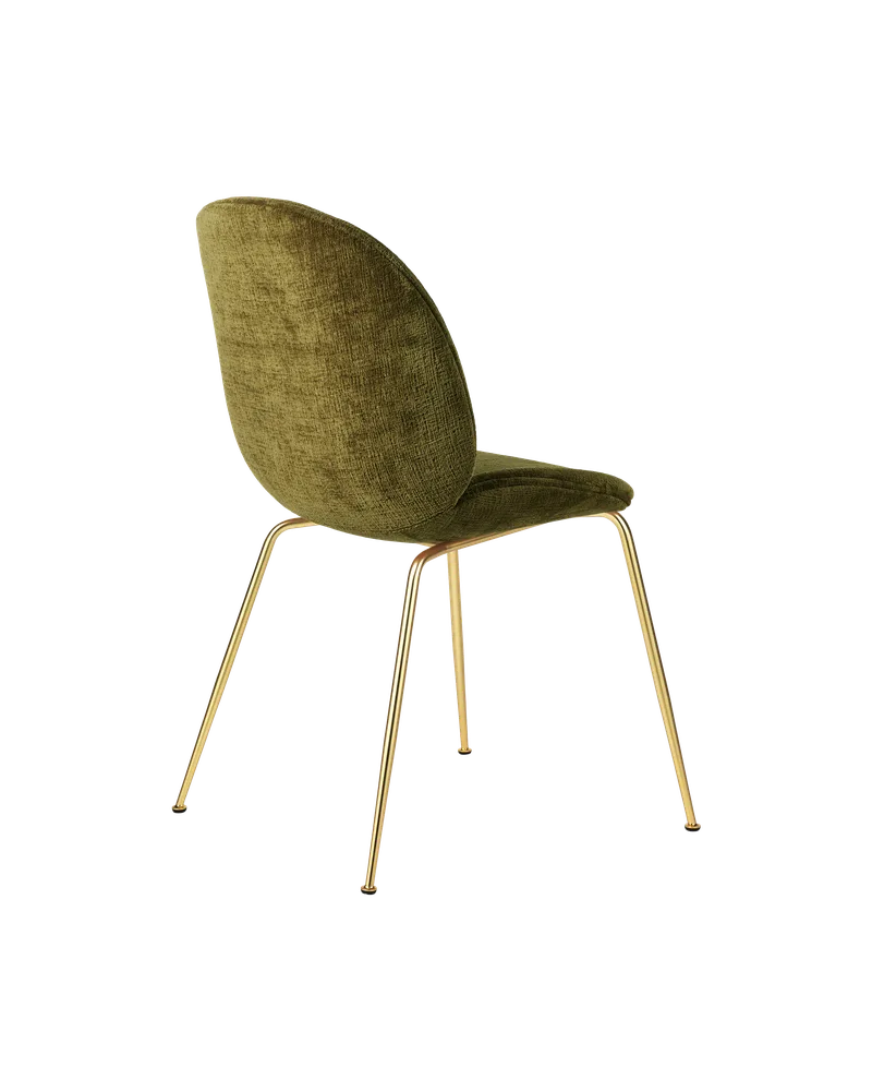 Beetle Dining Chair, Fully Upholstered van GUBI in Mumble, Glamour Group (40, Standard), Conic base, Brass Semi Matt – productfoto 4 van 5
