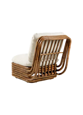 Bohemian 72 Lounge Chair von GUBI in Lupo Special Diagonal Bouclé, Dedar (007, Standard), Rattan – Produktfoto 2 von 5