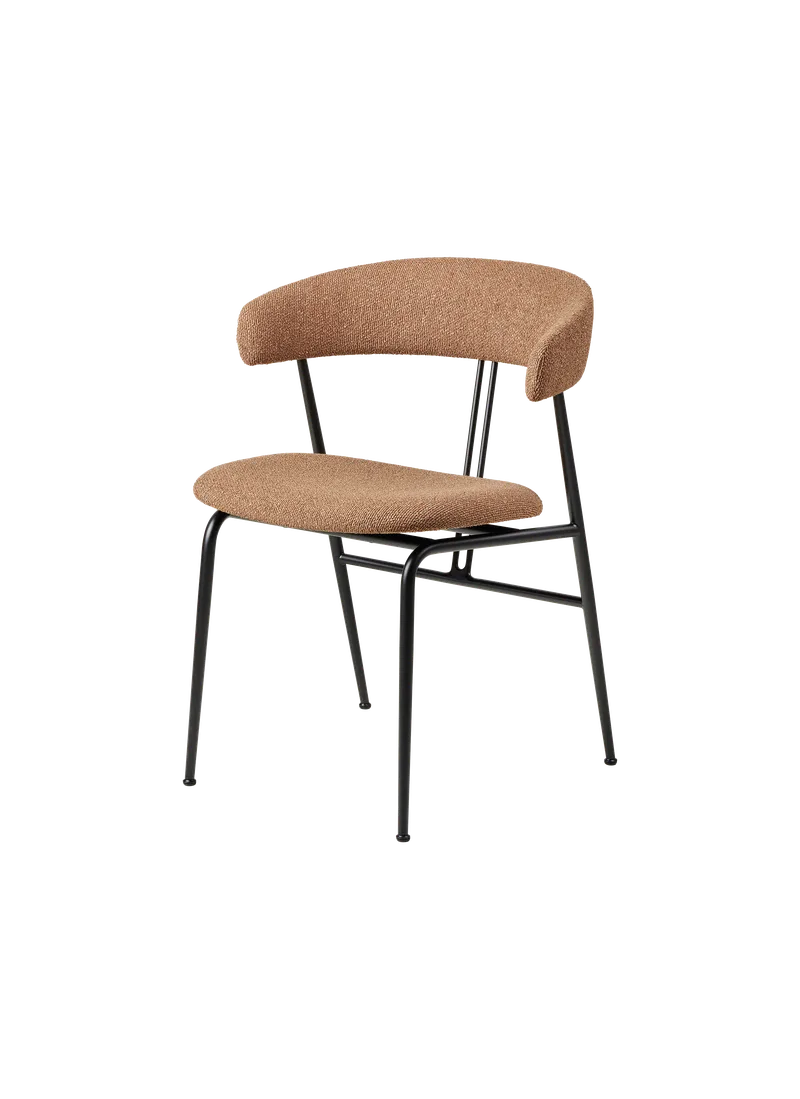 Violin Dining Chair, Fully Upholstered von GUBI in Around Bouclé, Dedar (032, Standard), Black – Produktfoto