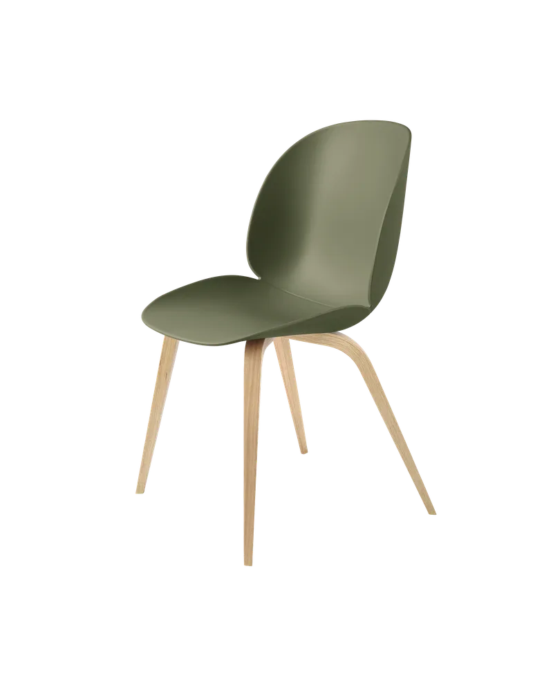Beetle Dining Chair, Un-Upholstered van GUBI in Fern Green, Wood base, Oak Semi Matt Lacquered – productfoto 3 van 3