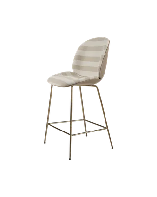 Beetle Counter Chair, 3D Veneer & Front Upholstered von GUBI in New Beige, Antique Brass, Kvadrat Sahco, Acca Stripe 0131 – Produktfoto 4 von 4