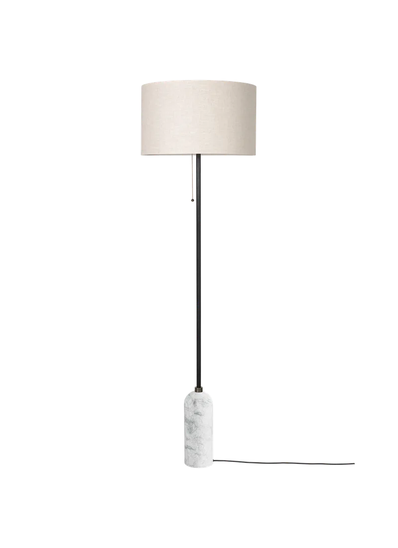 Gravity Floor Lamp by GUBI in White Marble, Canvas, EU – product photo