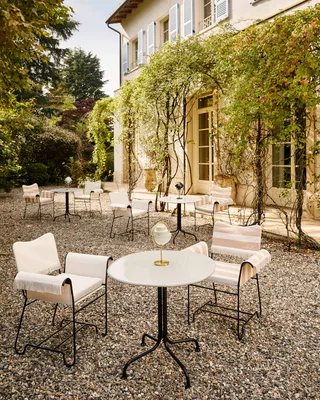 Carmel Bistro Dining Table by GUBI in Clam White, Black Semi Matt, 75 × 75 cm – interior photo 2 of 5