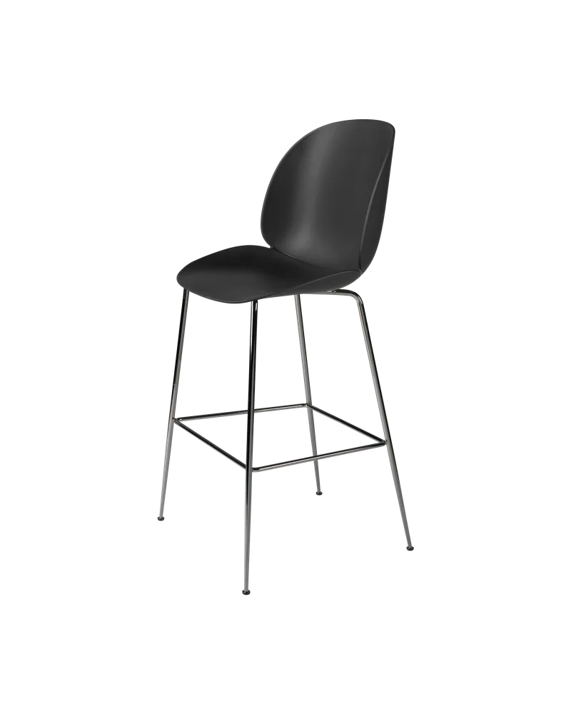 Beetle Bar Chair, Un-Upholstered van GUBI in Black, Black Chrome, Conic base – productfoto 3 van 3