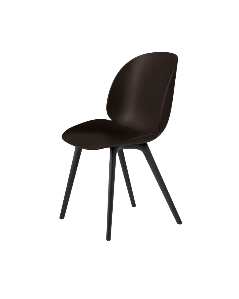 Beetle Dining Chair, Un-Upholstered van GUBI in Mocha Brown, Plastic base, Black – productfoto 3 van 3