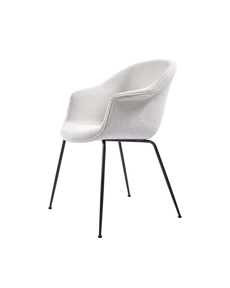 Bat Dining Chair, Fully Upholstered by GUBI in Light Bouclé, GUBI (001, Standard), Conic base, Matt Black – product photo 1 of 4