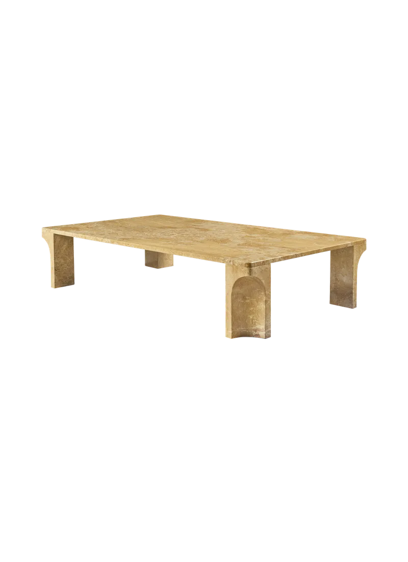 Doric Coffee Tables by GUBI in Honey Amber Marble, Honey Amber Marble, 140 × 80 cm – product photo