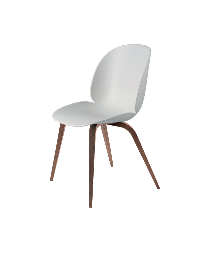 Beetle Dining Chair, Un-Upholstered van GUBI in Lunar Gray, Wood base, American Walnut – productfoto 3 van 3