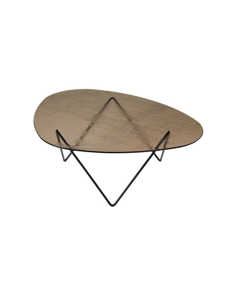 Pedrera Coffee Table by GUBI in Bronze Structured Glass, Black Semi Matt – product photo