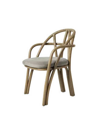 Bistra Dining Armchair van GUBI in Fustagno, GUBI (003, Standard), Olive Stained Rattan – productfoto 7 van 7