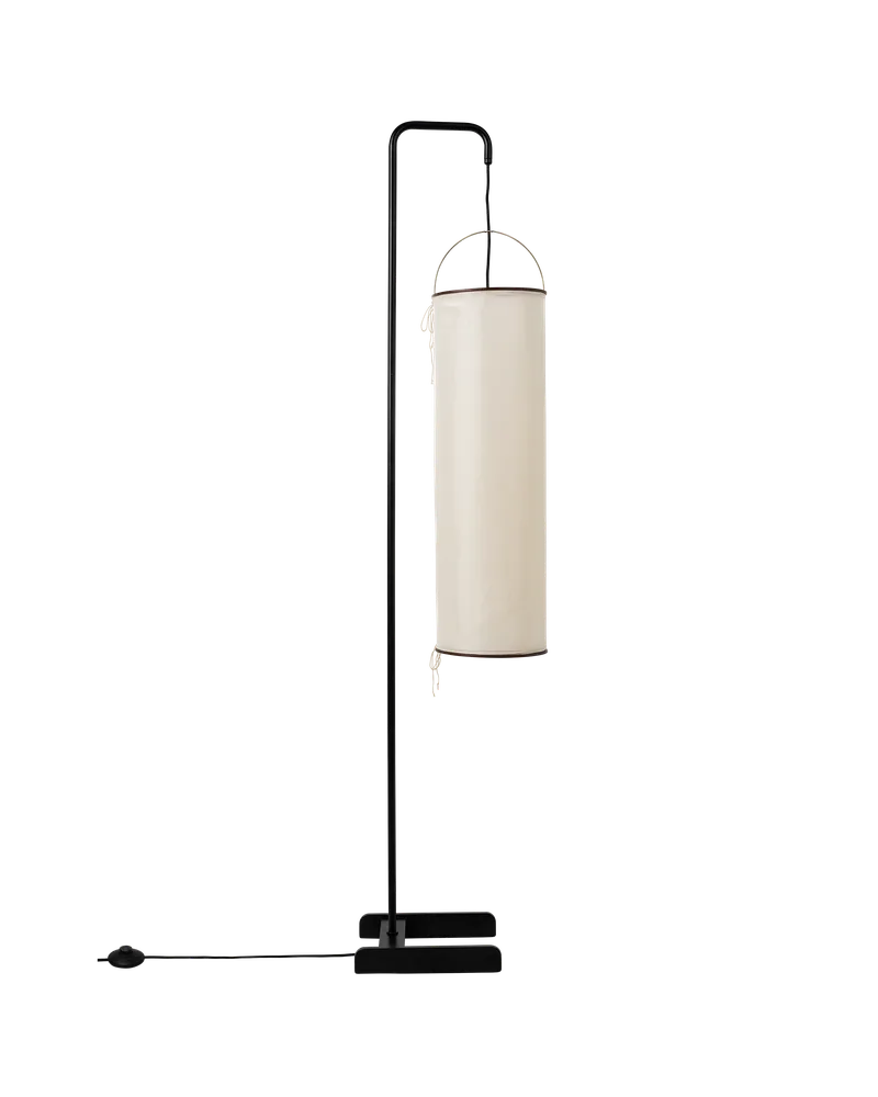 Silk Lantern Floor Lamp by GUBI in Natural White Silk, Black Semi Matt, EU – product photo