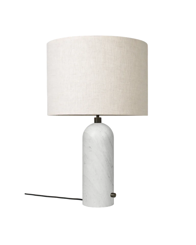 Gravity Table Lamp von GUBI in White Marble, Canvas, 65 cm, EU – Produktfoto