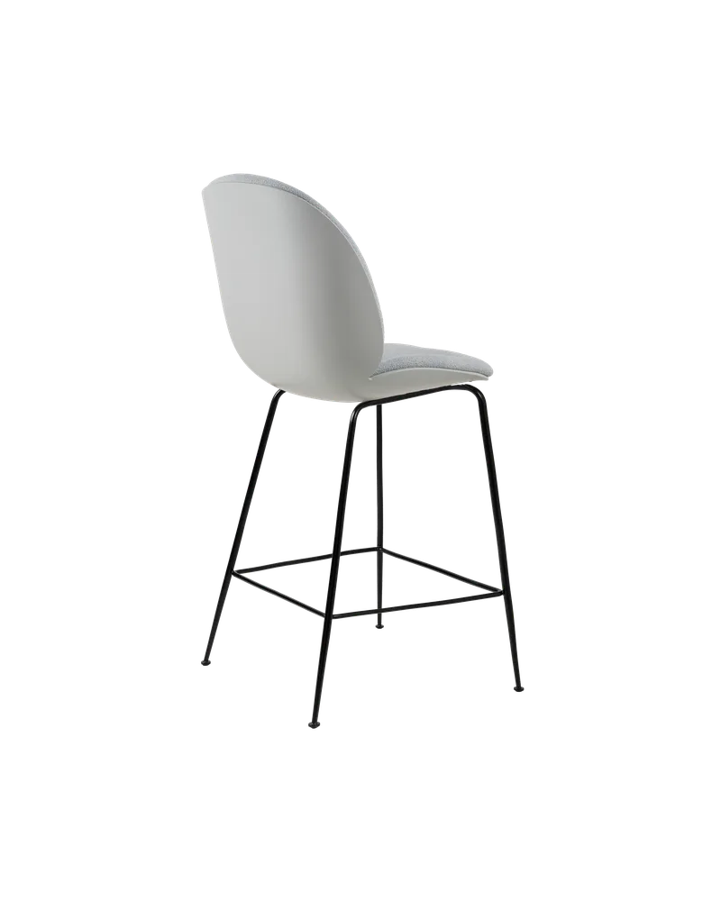 Beetle Counter Chair, 3D Veneer & Front Upholstered by GUBI in Lunar Gray, Matt Black, Kvadrat Sahco, Acca Stripe 0731 – product photo 2 of 4