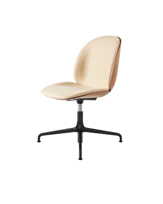 Beetle Meeting Chair, 3D Veneer & Front Upholstered by GUBI in Flair Special FR, Dedar (134, Standard), American Walnut Semi Matt Lacquered, Height adjustable 4-star base, Matt Black – product photo 5 of 5