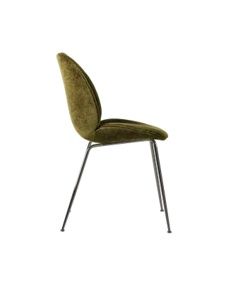 Beetle Dining Chair, Fully Upholstered van GUBI in Mumble, Glamour Group (40, Standard), Conic base, Black Chrome – productfoto 3 van 5
