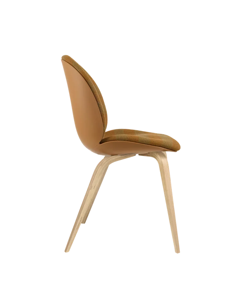 Beetle Dining Chair, Front Upholstered by GUBI in Kvadrat Sahco, Acca Stripe 0331, Oak Semi Matt, Amber Brown – product photo 4 of 5