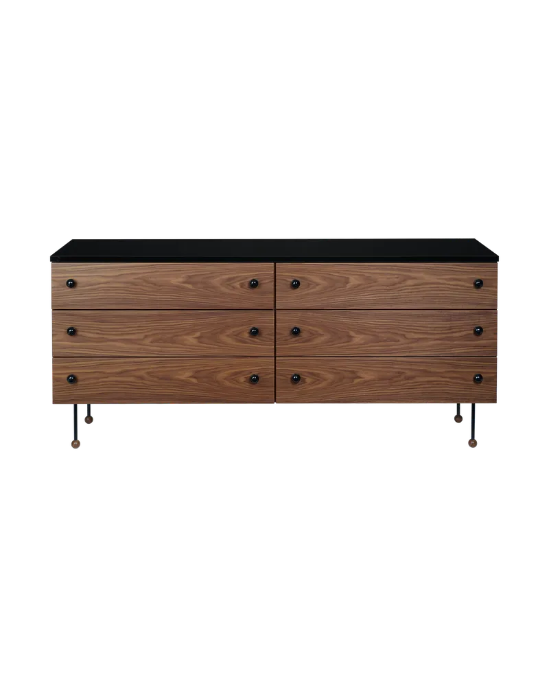 62 Sideboard by GUBI in 6 drawer, Walnut / Black – product photo 1 of 5