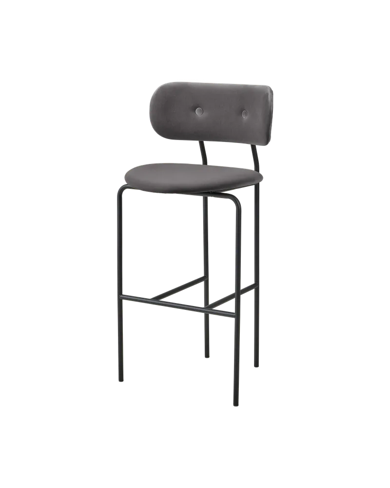 Coco Bar Chair, Fully Upholstered by GUBI in Sunday, Dedar (025, Standard), Black Semi Matt – product photo