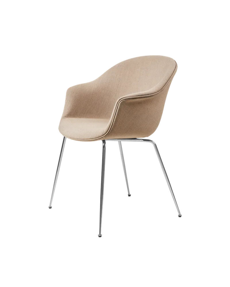 Bat Dining Chair, Fully Upholstered by GUBI in Remix 3, Kvadrat (233, Standard), Conic base, Chrome – product photo 4 of 4